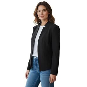 Boss Hugo Boss Women’s Black Crepe Jacket 14 Jisala Notched Structured Compact